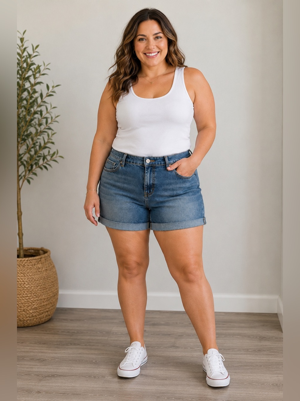 Liz Claiborne Relaxed Denim Shorts Rolled Cuff Mid Rise Size 8 *